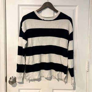 Colorblock Navy and White Knit Sweater- For the Republic